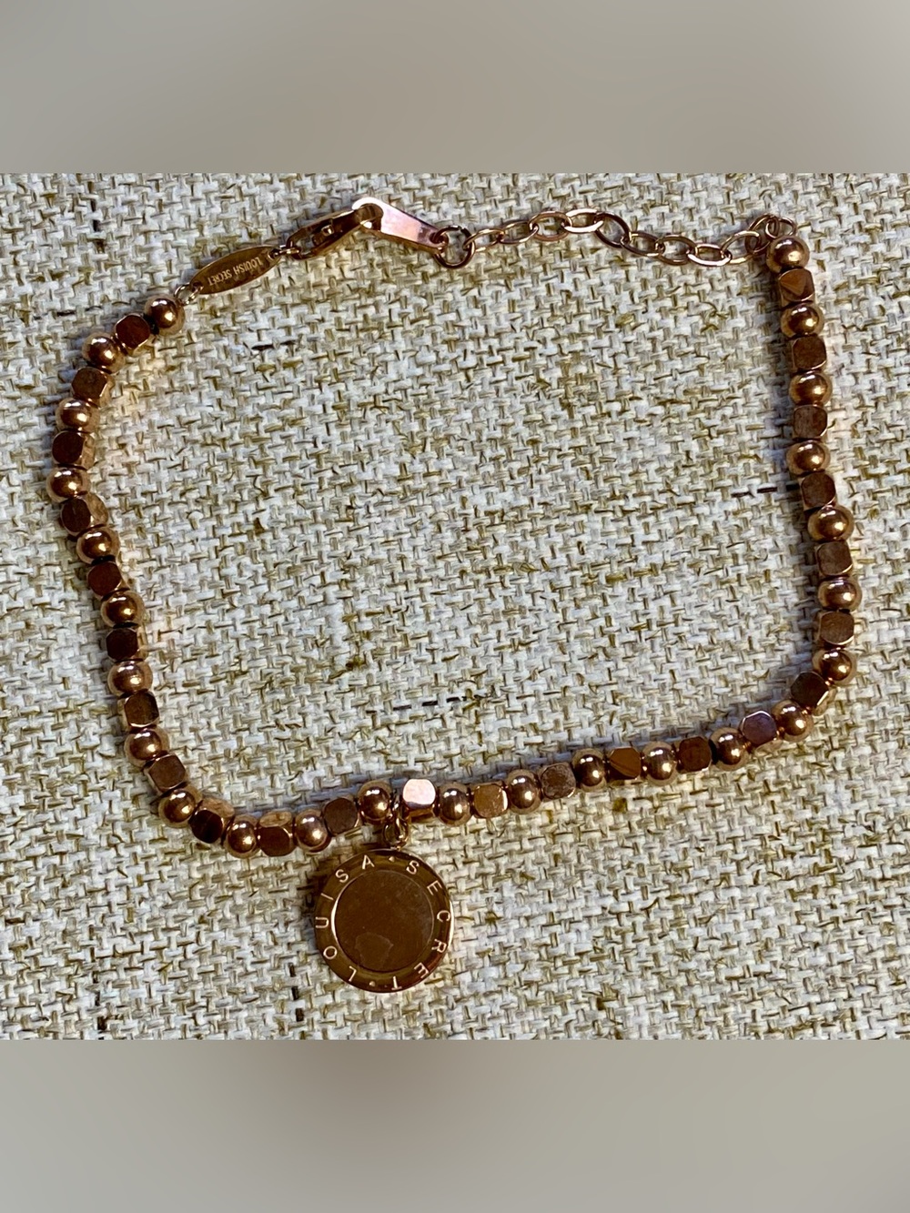 Rose Gold Beaded Bracelet with Signature Disc Charm